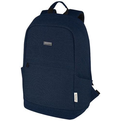 <p>Wil je een <strong>Joey GRS laptoprugzak graveren met logo</strong>? De 120678 is een 18 liter laptoprugzak van stevig GRS-gerecycled canvas met een gewatteerd vak voor laptops tot 15,6 inch en een apart tabletvak. Het verborgen achtervak, de overzichtelijke binnenzijde en het metalen plaatje voor lasergravure maken dit model interessant voor zakelijk dagelijks gebruik.</p> <p> </p> <h2>GRS-gerecycled canvas van 330 g/m²</h2> <p>De Joey is gemaakt van canvas met een materiaalgewicht van 330 g/m². De samenstelling bestaat uit 80% GRS-gecertificeerd gerecycled katoen en 20% katoen. De binnenzijde is afgewerkt met een GRS RPET-voering.</p> <p>Het canvas geeft de rugzak een wat natuurlijkere en minder technische uitstraling dan veel traditionele polyester laptoprugzakken.</p> <p> </p> <h2>Gewatteerd laptopvak voor 15,6 inch</h2> <p>Het gewatteerde laptopvak biedt ruimte aan laptops tot 15,6 inch. Daarnaast heeft de Joey een aparte tablethoes, zodat laptop en tablet ieder een eigen ple