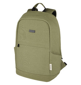 <p>Wil je een <strong>Joey GRS laptoprugzak graveren met logo</strong>? De 120678 is een 18 liter laptoprugzak van stevig GRS-gerecycled canvas met een gewatteerd vak voor laptops tot 15,6 inch en een apart tabletvak. Het verborgen achtervak, de overzichtelijke binnenzijde en het metalen plaatje voor lasergravure maken dit model interessant voor zakelijk dagelijks gebruik.</p> <p> </p> <h2>GRS-gerecycled canvas van 330 g/m²</h2> <p>De Joey is gemaakt van canvas met een materiaalgewicht van 330 g/m². De samenstelling bestaat uit 80% GRS-gecertificeerd gerecycled katoen en 20% katoen. De binnenzijde is afgewerkt met een GRS RPET-voering.</p> <p>Het canvas geeft de rugzak een wat natuurlijkere en minder technische uitstraling dan veel traditionele polyester laptoprugzakken.</p> <p> </p> <h2>Gewatteerd laptopvak voor 15,6 inch</h2> <p>Het gewatteerde laptopvak biedt ruimte aan laptops tot 15,6 inch. Daarnaast heeft de Joey een aparte tablethoes, zodat laptop en tablet ieder een eigen ple
