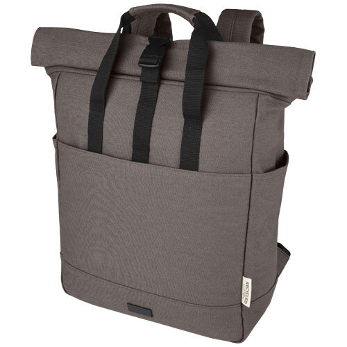 Joey GRS rolltop 15 inch canvas laptoprugzak met gegraveerd bedrijfslogo