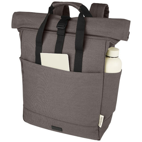 Joey GRS rolltop 15 inch canvas laptoprugzak met gegraveerd bedrijfslogo
