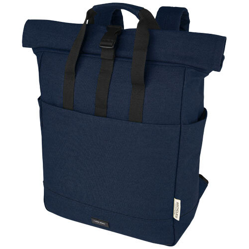 Joey GRS rolltop 15 inch canvas laptoprugzak met gegraveerd bedrijfslogo