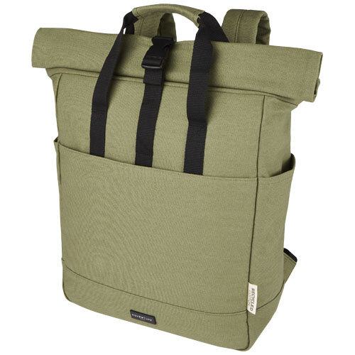 Joey GRS rolltop 15 inch canvas laptoprugzak met gegraveerd bedrijfslogo