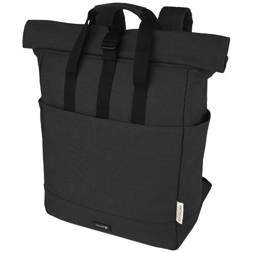 Joey GRS rolltop 15 inch canvas laptoprugzak met gegraveerd bedrijfslogo