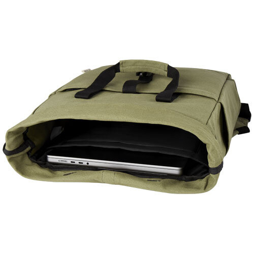 Joey GRS rolltop 15 inch canvas laptoprugzak met gegraveerd bedrijfslogo