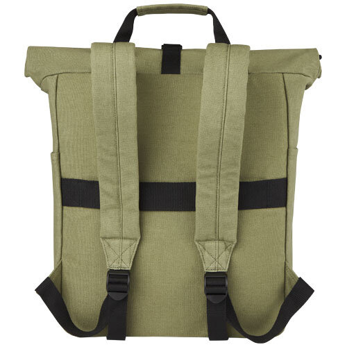 Joey GRS rolltop 15 inch canvas laptoprugzak met gegraveerd bedrijfslogo