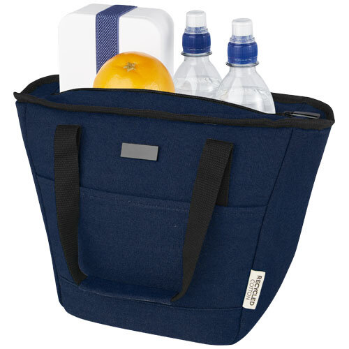 Joey GRS gerecycled canvas lunchkoeltas 6 liter met RPET-voering, PEVA-isolatie en metalen plaatje voor lasergravure bedrukken met logo