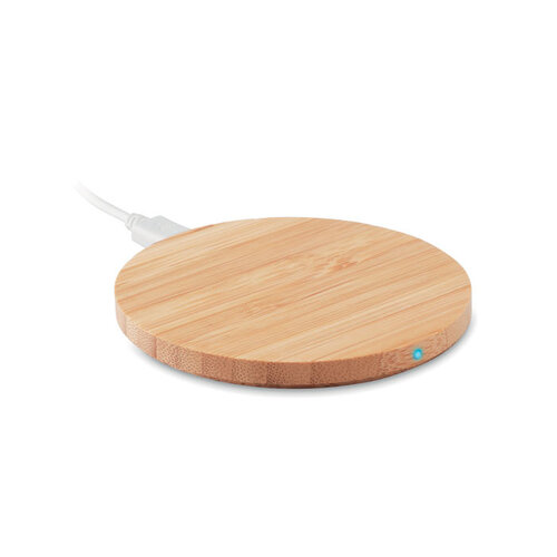 Draadloze oplader bamboe Rundo (MO9434) met logo