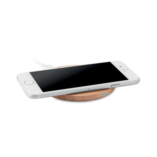 Draadloze oplader bamboe Rundo (MO9434) met logo