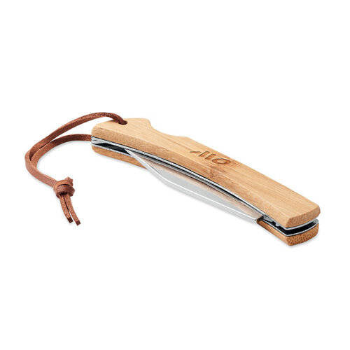 Opvouwbaar mes in bamboe Mansan (MO6623) met logo