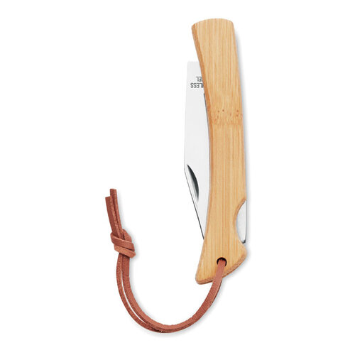 Opvouwbaar mes in bamboe Mansan (MO6623) met logo