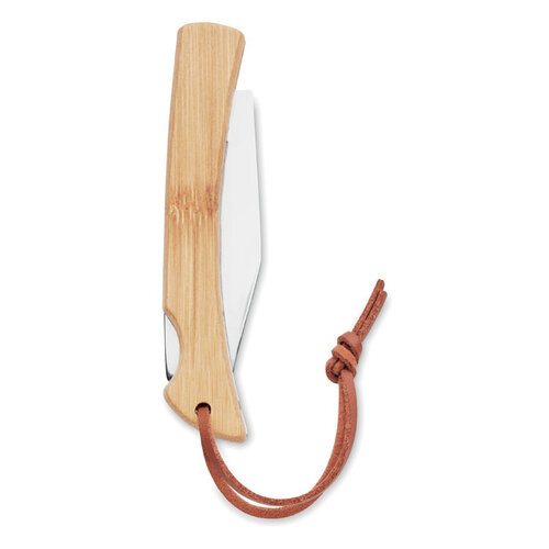 Opvouwbaar mes in bamboe Mansan (MO6623) met logo