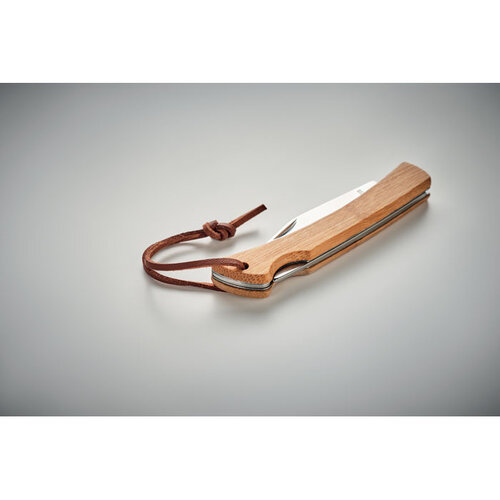 Opvouwbaar mes in bamboe Mansan (MO6623) met logo