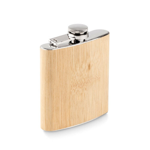 Platte bamboe heupfles 175ml HIPHIP (MO6356) met logo