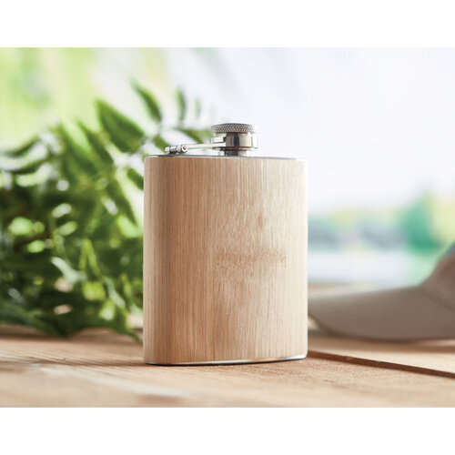 Platte bamboe heupfles 175ml HIPHIP (MO6356) met logo