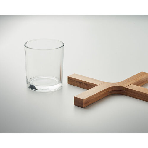 Opvouwbare bamboe onderzetter IMBA (MO6405) met logo