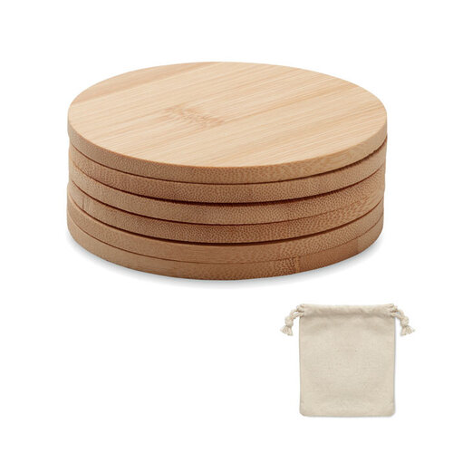 Set van 6 bamboe onderzetters BAYIN SET (MO6601) met logo