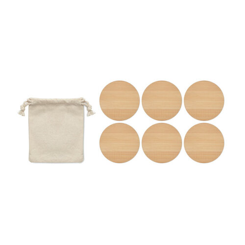 Set van 6 bamboe onderzetters BAYIN SET (MO6601) met logo