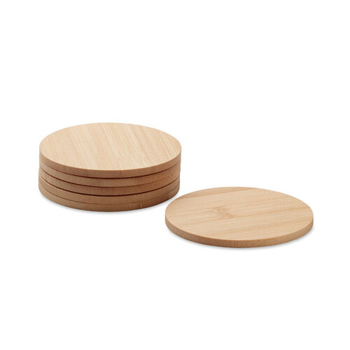Set van 6 bamboe onderzetters BAYIN SET (MO6601) met logo