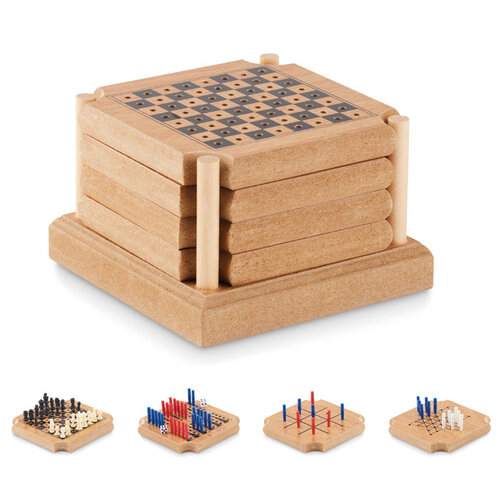 4-delig set onderzetters spel COASTGAME (MO6382) met logo