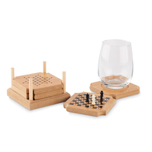 4-delig set onderzetters spel COASTGAME (MO6382) met logo