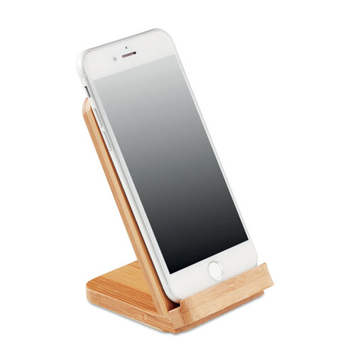 Draadloze bamboe oplaadstation Wirestand (MO9692) met logo