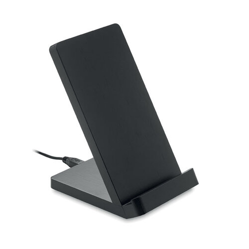 Draadloze bamboe oplaadstation Wirestand (MO9692) met logo