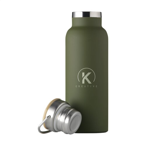 Nordvik RCS thermosfles 500 ml met bamboe dop 262347 bedrukt met logo