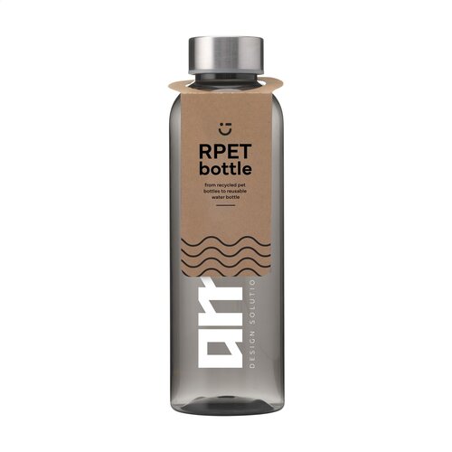 DeBle Drinkfles Senga 500 ml RPET drinkfles met RVS schroefdop en logo, duurzame waterfles