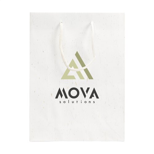 Leaf It Bag gerecycled met strovezels (180 g/m²) M bedrukken met logo