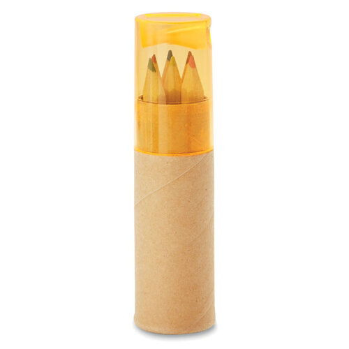 6 Kleurpotloden in koker Petit lambut (MO8580) met logo