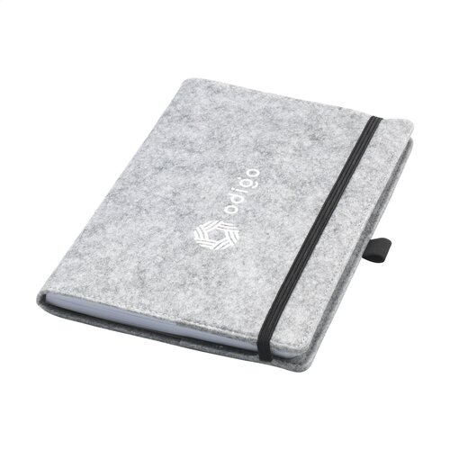 Felty GRS RPET Notebook A5 notitieboek 3889 met afneembare RPET-vilten cover, 160 gerecyclede pagina’s, pennenlus en sluitelastiek