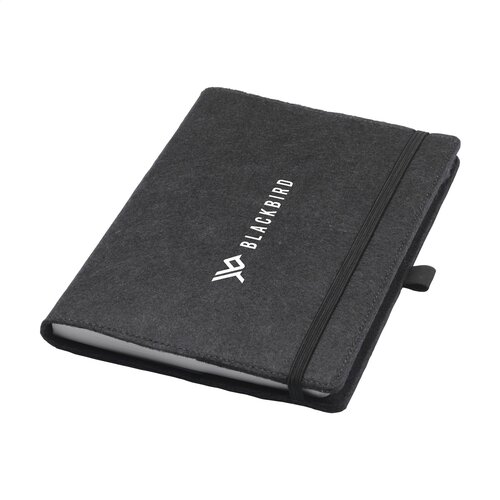 Felty GRS RPET Notebook A5 notitieboek 3889 met afneembare RPET-vilten cover, 160 gerecyclede pagina’s, pennenlus en sluitelastiek