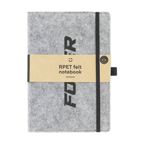 Felty GRS RPET Notebook A5 notitieboek 3889 met afneembare RPET-vilten cover, 160 gerecyclede pagina’s, pennenlus en sluitelastiek