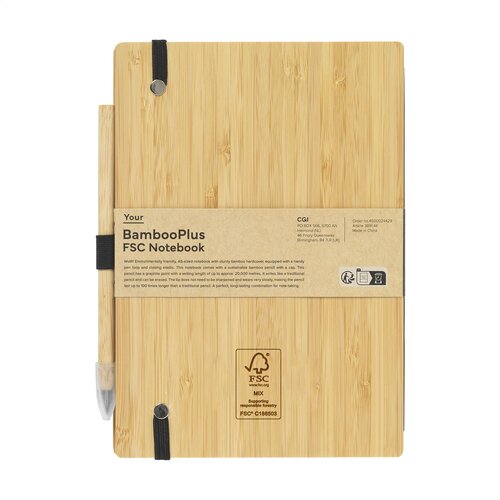 BambooPlus A5 notitieboek met inktloos potlood 263891 bedrukt met logo