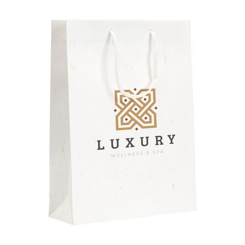 Boodschappentassen bedrukken Leaf It Bag gerecycled met strovezels (180 g/m²) L