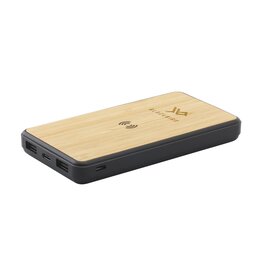 Boru Bamboo RCS powerbank 10000 mAh (262334) met zwarte behuizing en bamboe toplaag