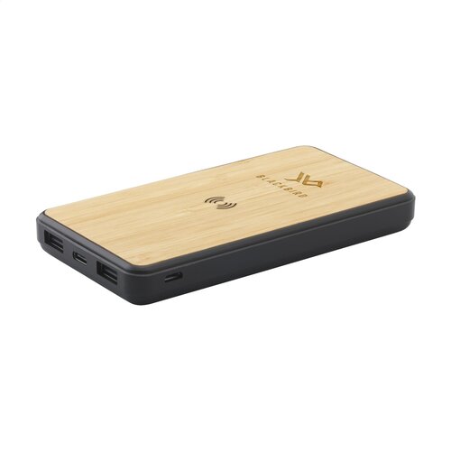 Boru Bamboo RCS powerbank 10000 mAh (262334) met zwarte behuizing en bamboe toplaag