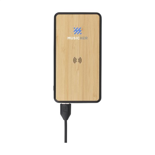 Boru Bamboo RCS powerbank 10000 mAh (262334) met zwarte behuizing en bamboe toplaag