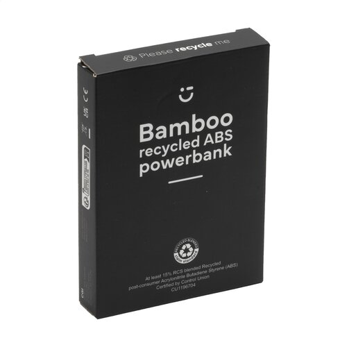 Boru Bamboo RCS powerbank 10000 mAh (262334) met zwarte behuizing en bamboe toplaag