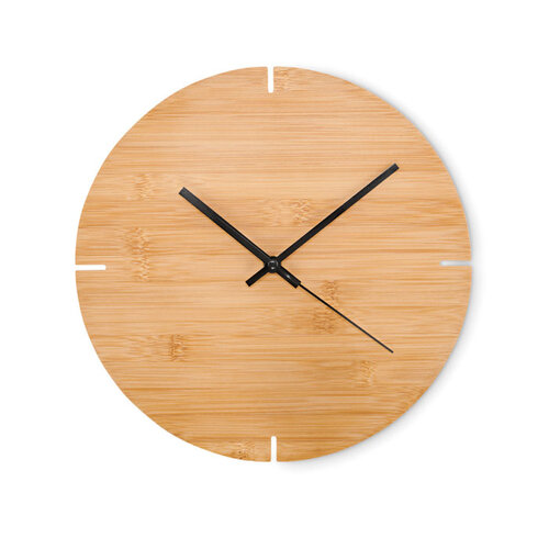 Ronde bamboe wandklok Esfere (MO6792) met logo