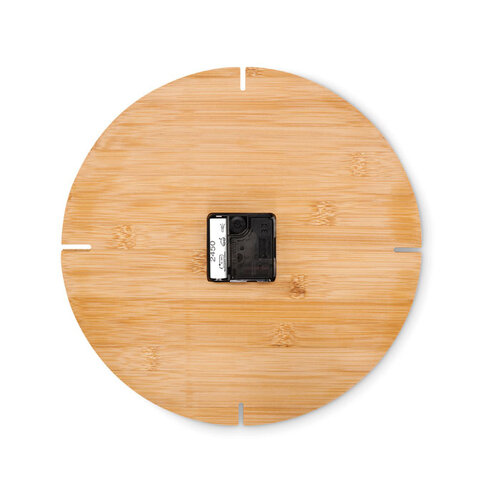 Ronde bamboe wandklok Esfere (MO6792) met logo