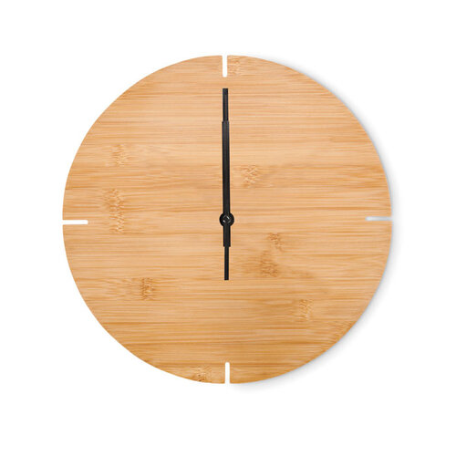 Ronde bamboe wandklok Esfere (MO6792) met logo