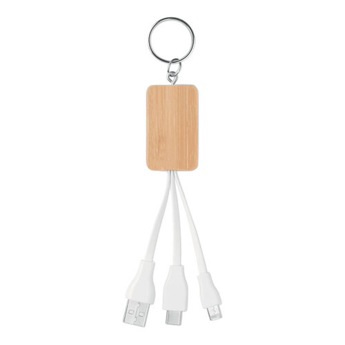 3-in-1 bamboe oplaadkabels Clauer (MO9888) met logo