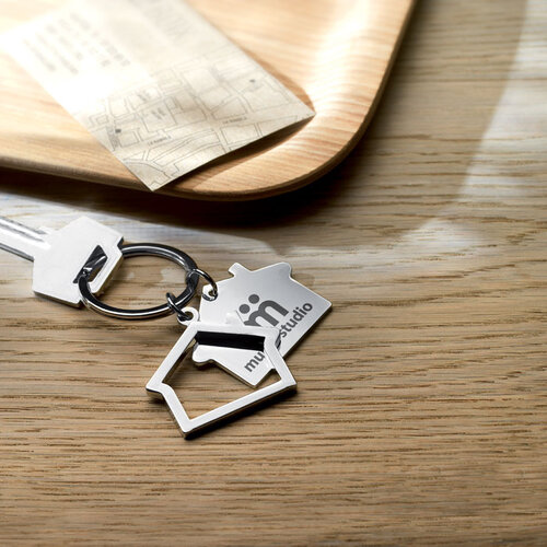 Sleutelhanger in huisvorm Sniper (KC6486) met logo