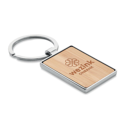 Bamboe sleutelhanger rechthoek Bendigo (MO9961) met logo