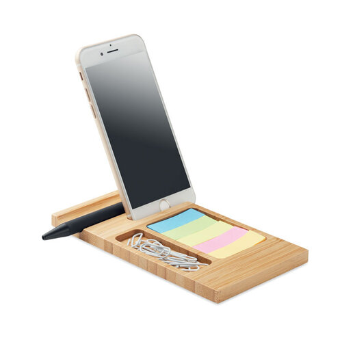 Trevis Bamboe Bureautelefoonhouder MO6451 met logo DeBle