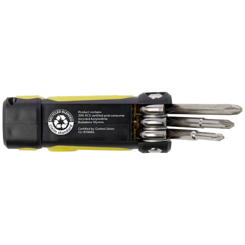 Octo 8-in-1 schroevendraaierset van RCS gerecycled plastic met zaklamp - 104569