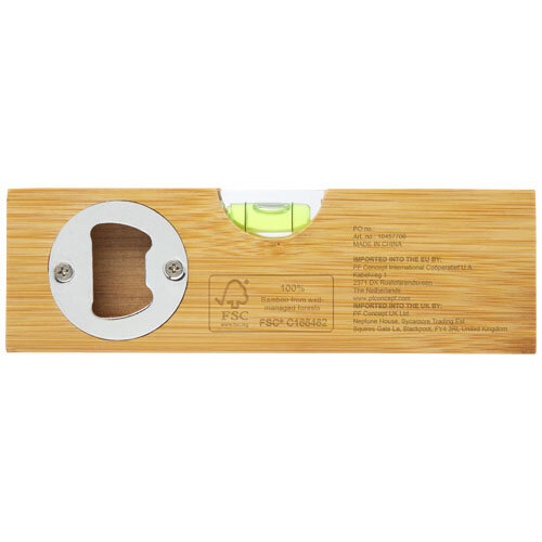 Flush waterpas van bamboe met flesopener - 104577 Flush waterpas van bamboe met flesopener - 104577