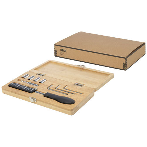 Rivet 19-delige gereedschapsset van bamboe/gerecycled plastic - 104578