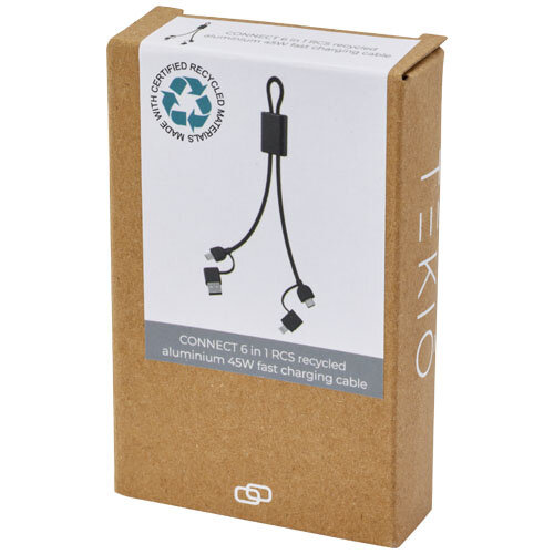 Connect 6-in-1 snellaadkabel van 45 W van RCS gerecycleerd aluminium - 124345